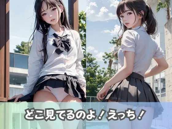 [美女AIコレクション]【制服女子校生】同級生の美少女JKに「パンツの中見せて」とお願いしてみたらノーパン女子のつるつるおま◯こに出会えた！