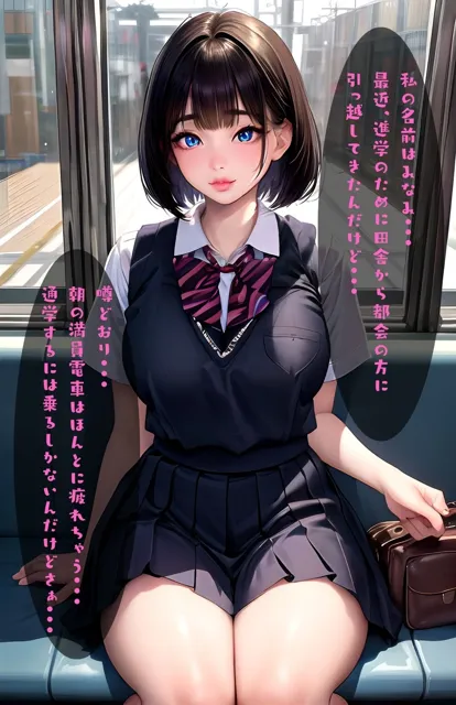 [くりいむぱい]巨乳JK集団痴●電車