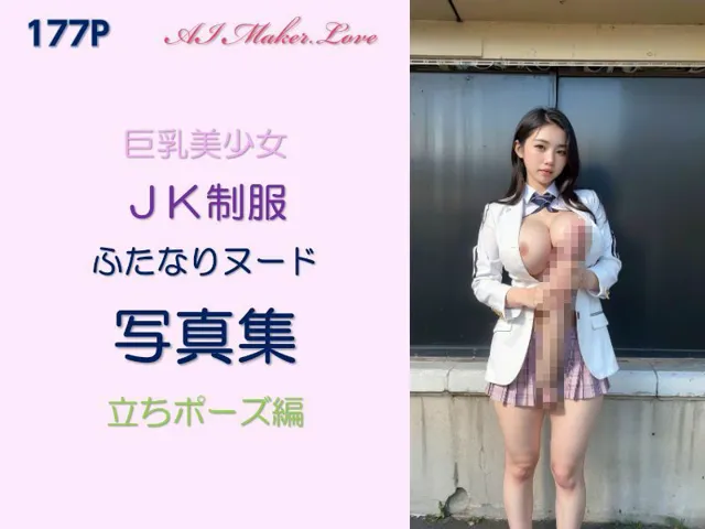 [AI Maker.Love]巨乳美少女 JK制服 ふたなりヌード写真集 立ちポーズ編