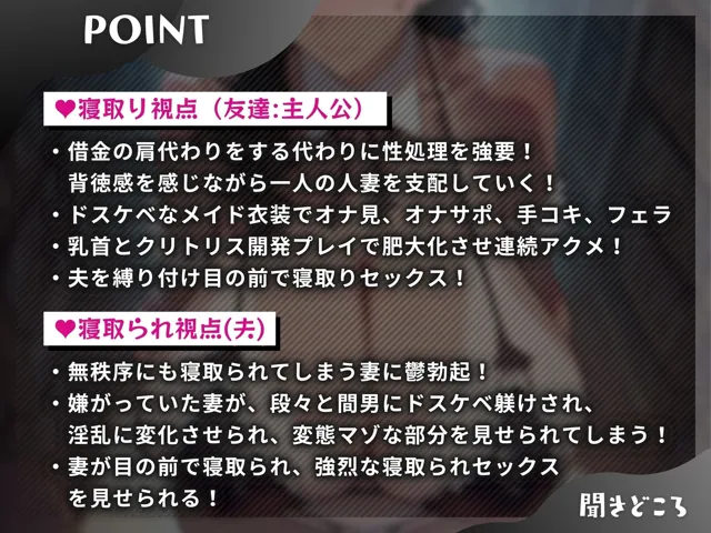 [ドM女史団]借金ネトラレ妻に命令【夫公認】ご奉仕で性処理躾け〜大学時代の友達に躾けられて〜【KU100】