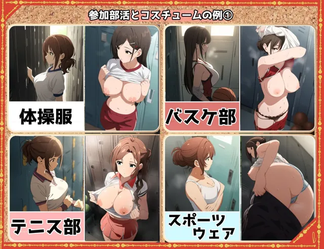 [青山堂]盗撮＆汗蒸れフェチ特化 2020年代アニメ作画特集 スポーツ巨乳少女たちの運動部盗撮 --色白少女編- 500枚を撮影-