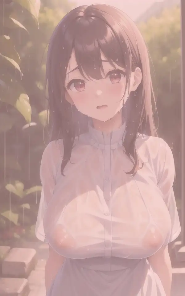 [可愛いAI美女]雨の日の濡れ濡れスケスケエロBODY