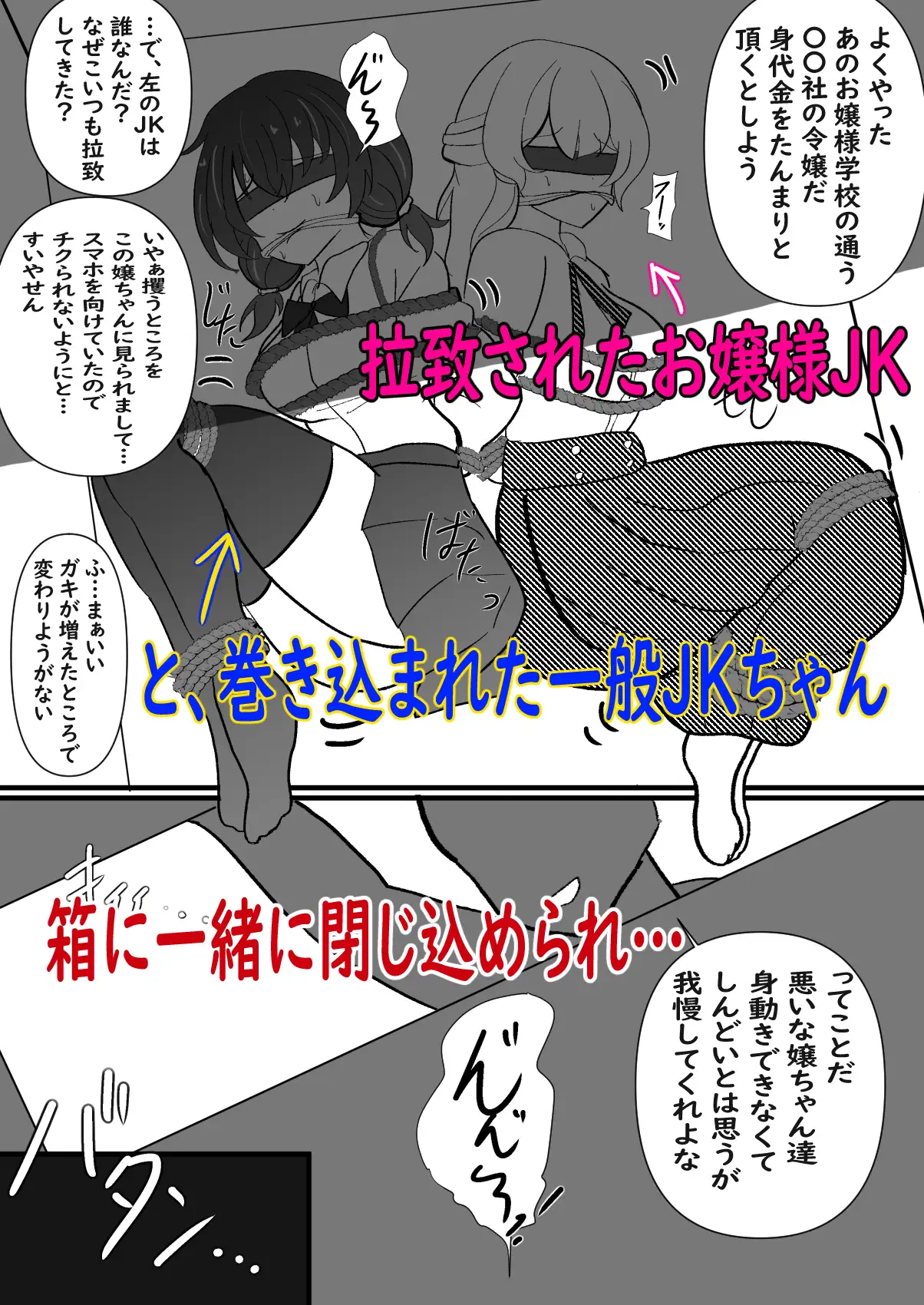 [セイスイ]拉致されたお嬢様JKと巻き込まれたJKちゃんが縛られて箱に閉じ込められるだけのお話