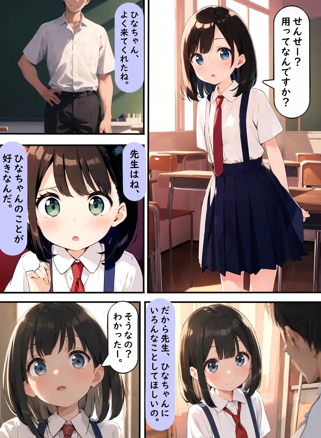 [AI漫画創作倶楽部]ひなちゃんは教師に何をされているか分からない