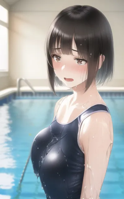 [やなせ]ロリ巨乳な女子校生にスクール水着を着せてプールに連れていく。