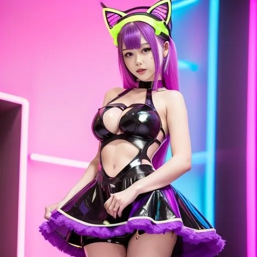 [シックススイートナイン]【95%OFF】猫耳サイバーゴスの仮想地下アイドル達（セリフなし AI画像集）