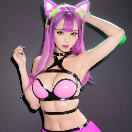 [シックススイートナイン]【95%OFF】猫耳サイバーゴスの仮想地下アイドル達（セリフなし AI画像集）