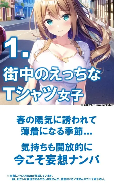 [AIヒロイン研究会]1つの呪文で生み出された100人のAI妄想美少女-33【妄想ナンパ！街中えちえちTシャツ女子編】