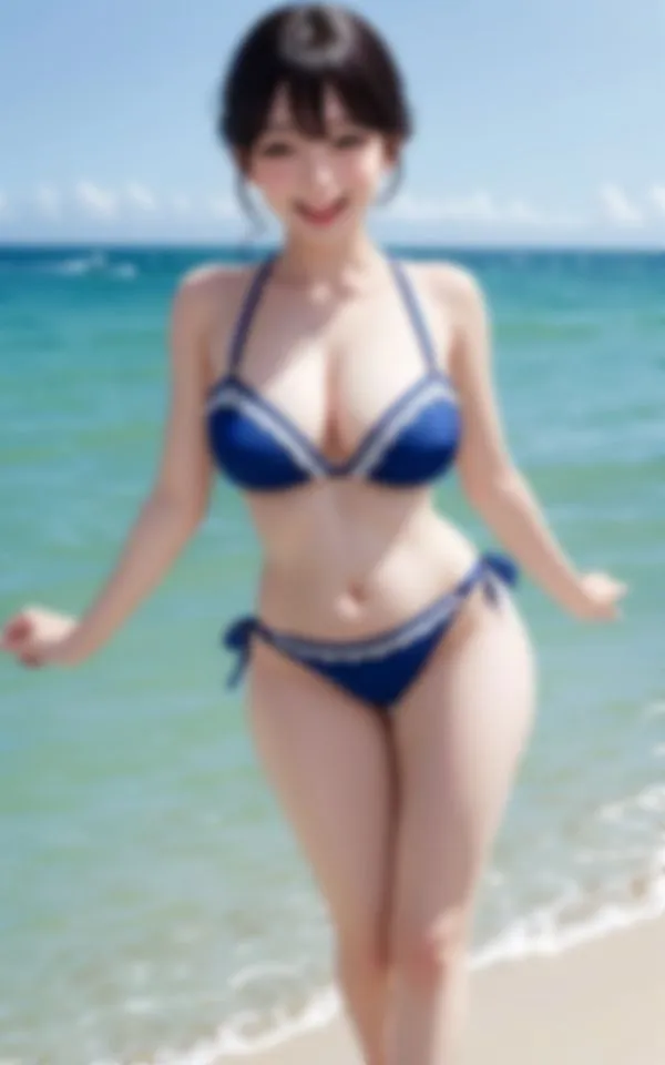 [AI萌え萌えサークル]夏の海で出会った淫らな身体でピュアに笑う可愛い巨乳女子大生