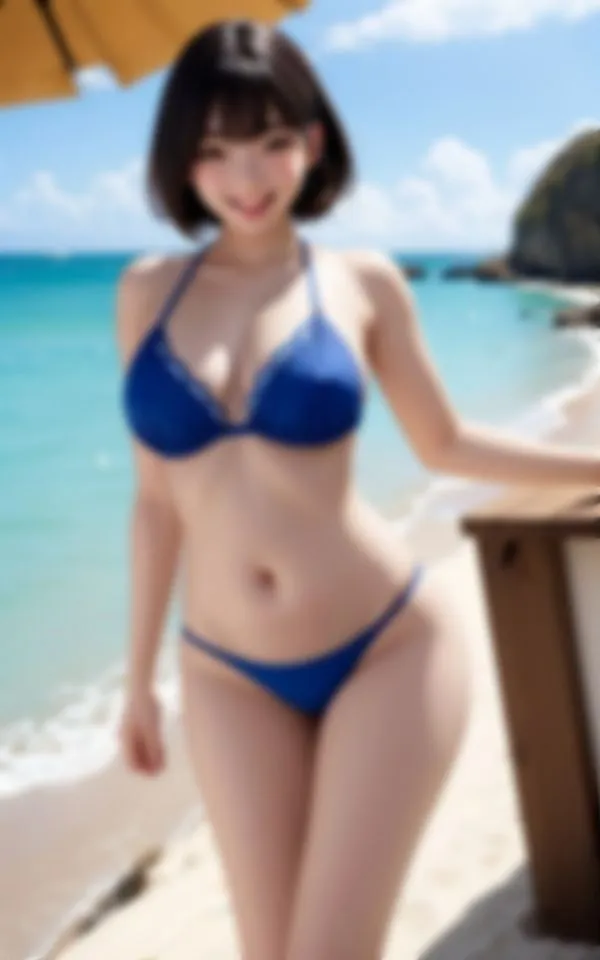 [AI萌え萌えサークル]天真爛漫で笑顔がカワイイ巨乳水着美女写真集90枚