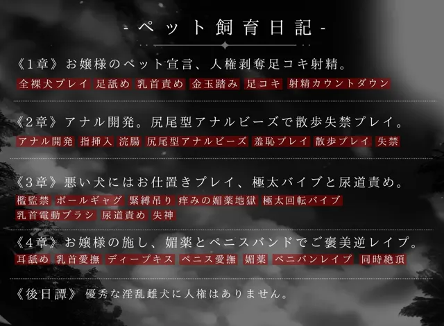 [NB企画]【ドM向け】お嬢様の雌犬になる。〜ドSお嬢様のペットとして飼われるドM調教飼育日記〜