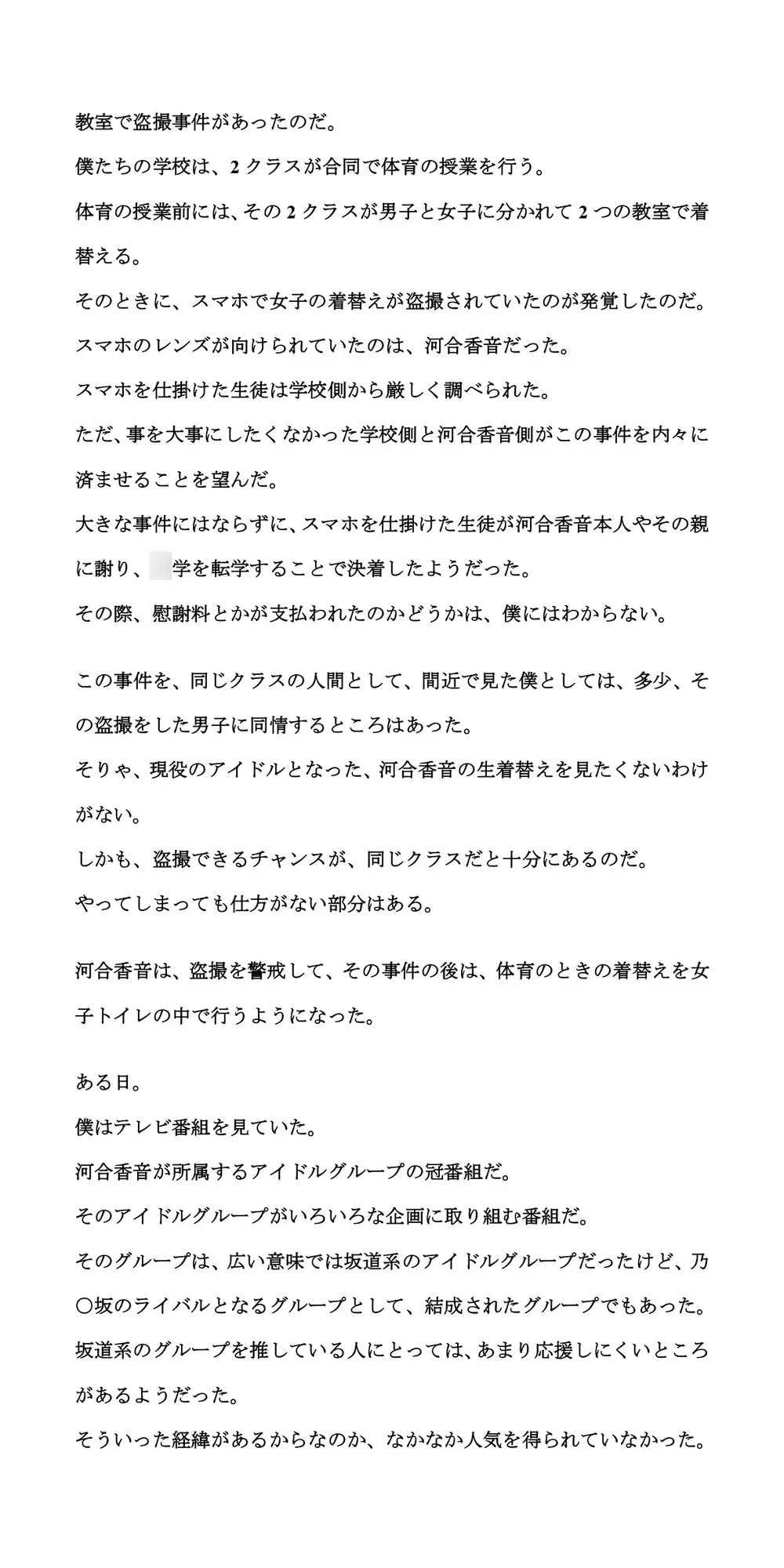 [CMNFリアリズム]クラスメイトの女子が坂道系アイドルになって、番組できつめの罰ゲームを受ける話