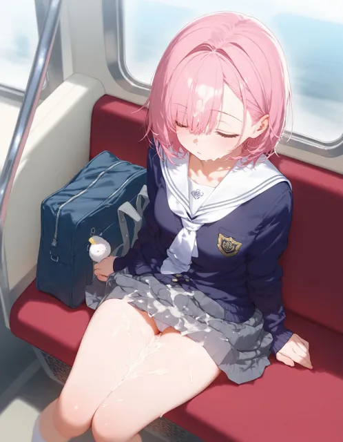 [アトリエみなめ]塾帰りの制服JKは電車内で寝落ちする