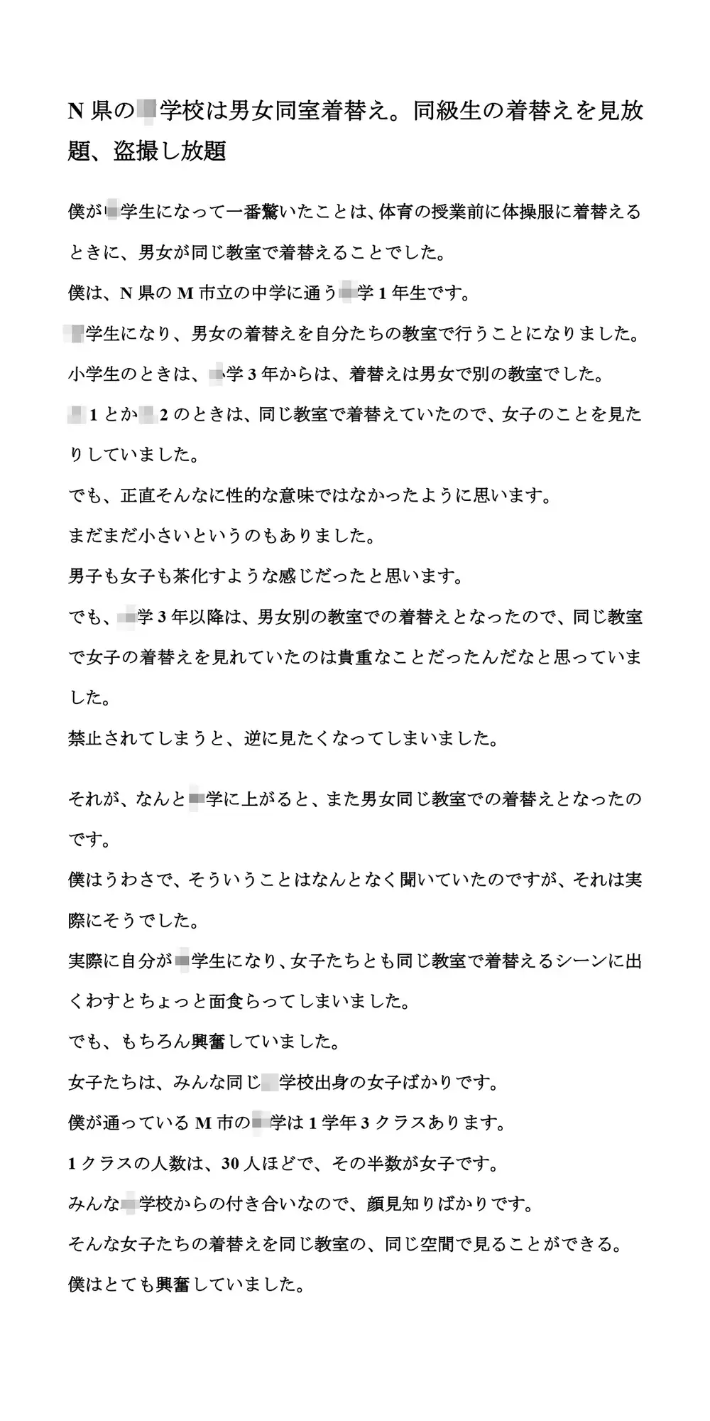 [CMNFリアリズム]N県の◯学校は男女同室着替え。同級生の着替えを見放題、盗撮し放題