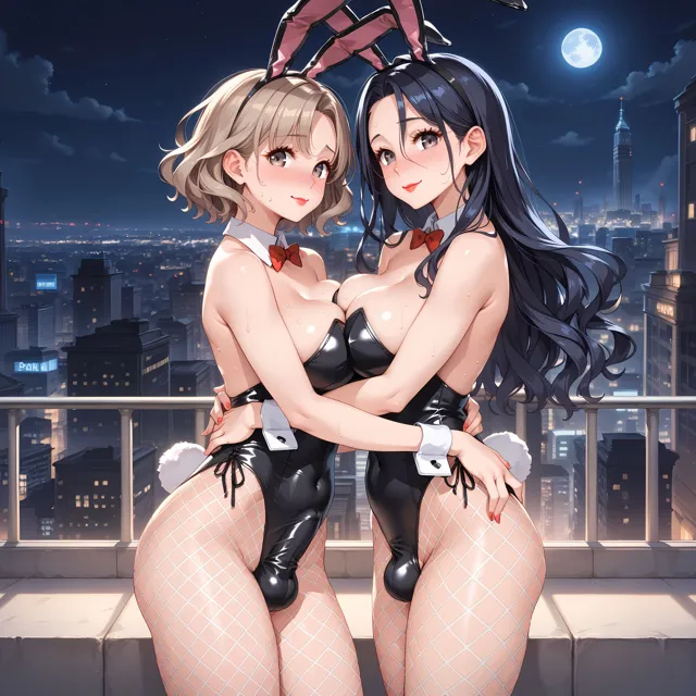 [妄想サチュレーション]ふたなりママさん百合カップルが股間のモッコリを見せてくれるCG集