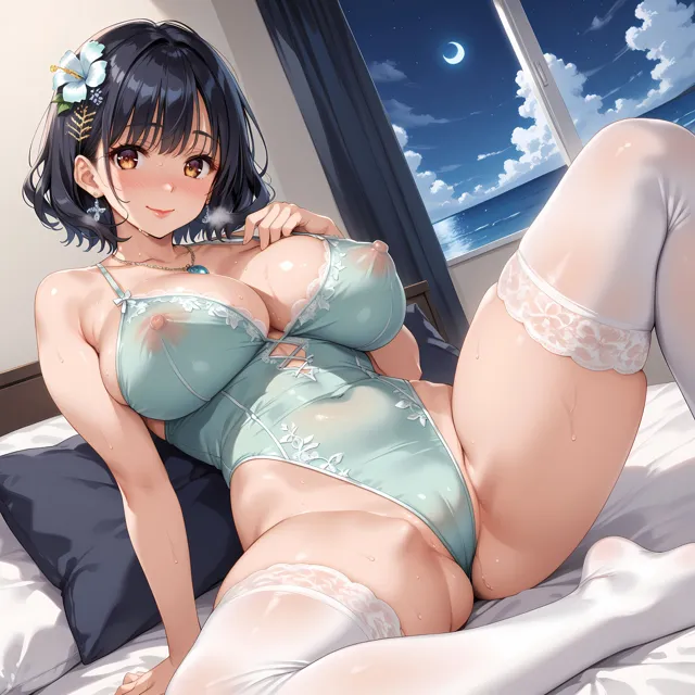 [妄想サチュレーション]お母さんの水着姿と下着姿を独占するCG集